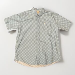 Cinch Shirt Mens XL Blue Geometric Print Short Sleeve Button Front Cotton Casual